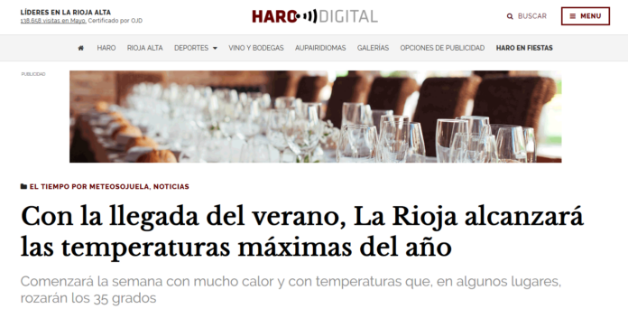 Portada Harodigital.com 22062019 Meteosojuela. La Rioja Portada Harodigital.com 22062019 Meteosojuela. La Rioja