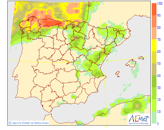 Probabilidad de precipitación AEMET. 02 Meteosojuela La Rioja