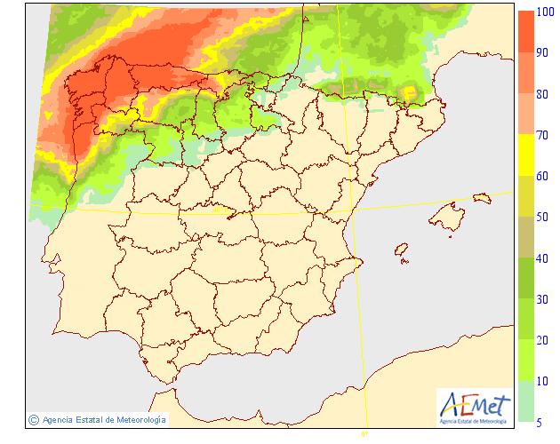 Probabilidad de precipitación AEMET. 02 Meteosojuela La Rioja