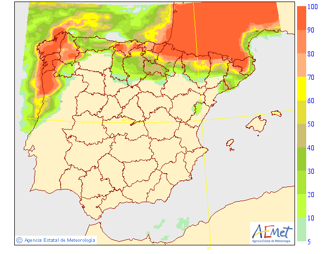 Probabilidad de precipitación según AEMET. Meteosojuela La Rioja