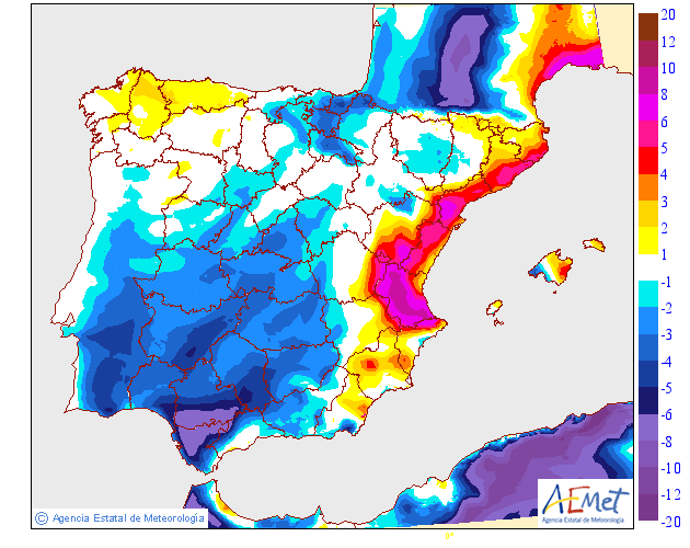 Variación de temperaturas máximas AEMET. 14 Meteosojuela