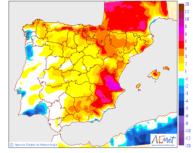 Variación de temperaturas máximas AEMET. 17 Meteosojuela