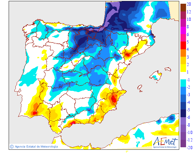 Variación de temperaturas máximas AEMET. 19 Meteosojuela