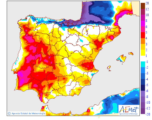 Variación de temperaturas máximas AEMET.28 Meteosojuela