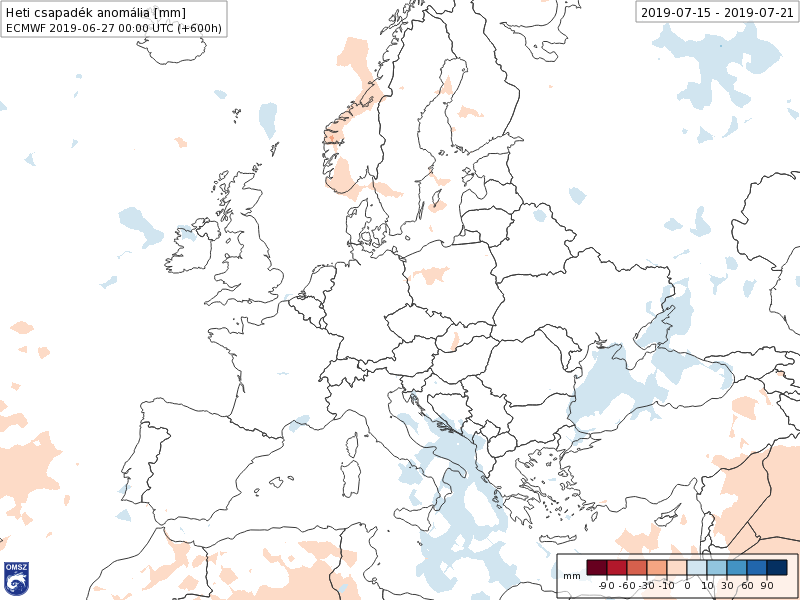 Anomalías Precipitación Juio 3 semana ECMWF