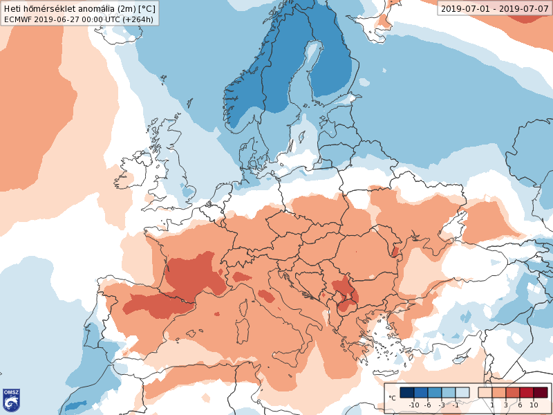 Anomalías Temperaturas Julio 1 semana ECMWF