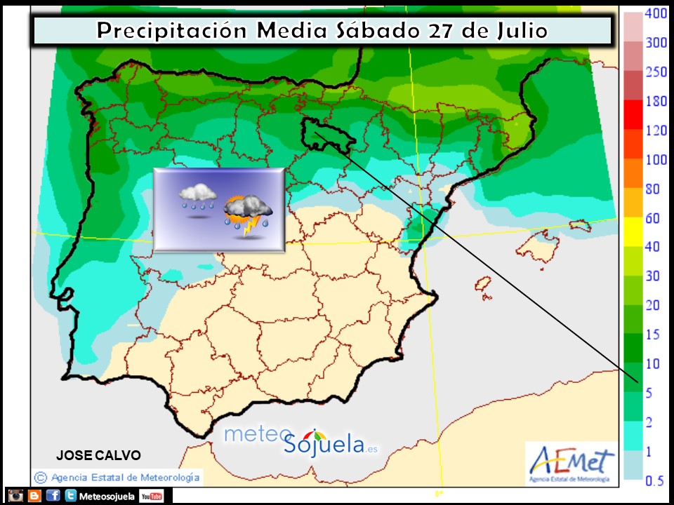 Precipitación Media según AEMET. Meteosojuela La Rioja