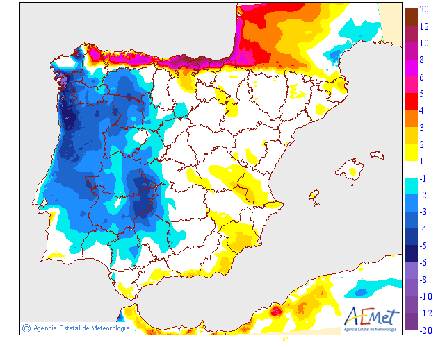 Variación de temperaturas máximas AEMET. 23 Meteosojuela