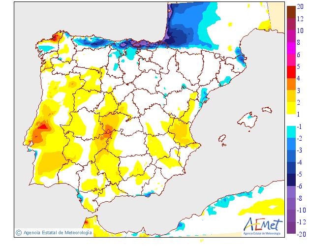 Variación de temperaturas máximas AEMET. 24 Meteosojuela