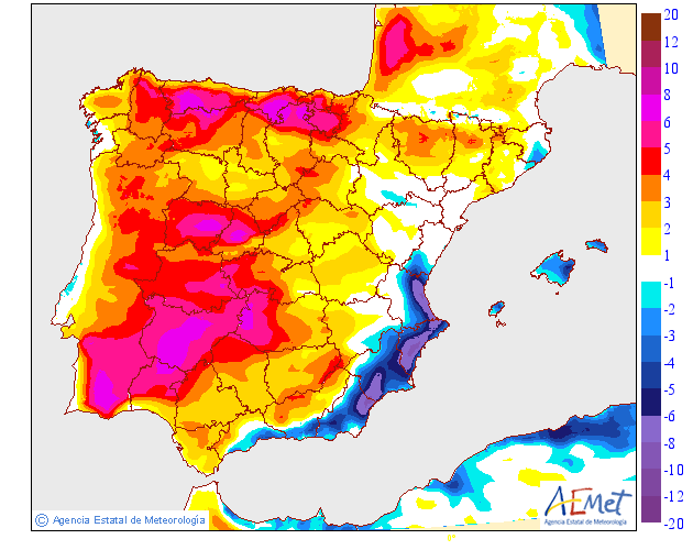 Variación de temperaturas máximas AEMET. 28 Meteosojuela