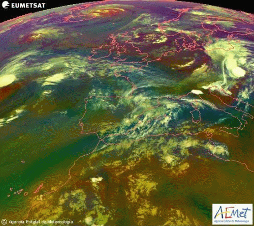 Animación imágenes de satélite. Borrasca y frentes Meteosojuela La Rioja
