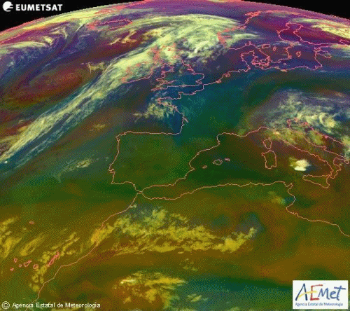 Animación imágenes de satélite. Vaguada y DANA Meteosojuela La Rioja