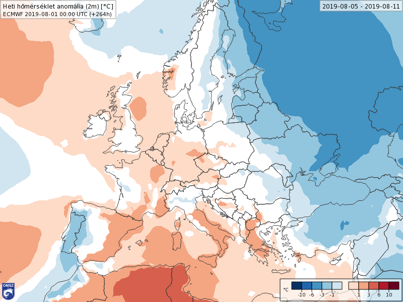 Anomalías Temperaturas Agosto 1 semana ECMWF