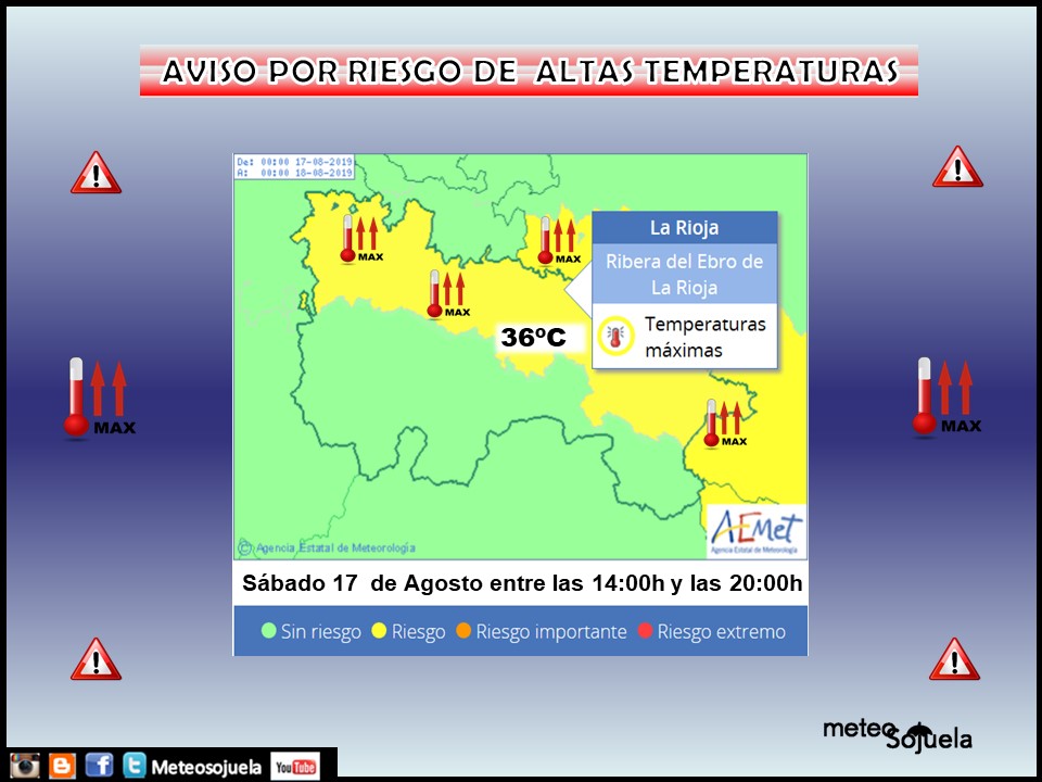 Aviso Amarillo por Altas Temperaturas. AEMET. 17 Meteosojuela