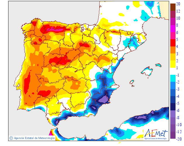 Variación de temperaturas máximas AEMET. 13 Meteosojuela
