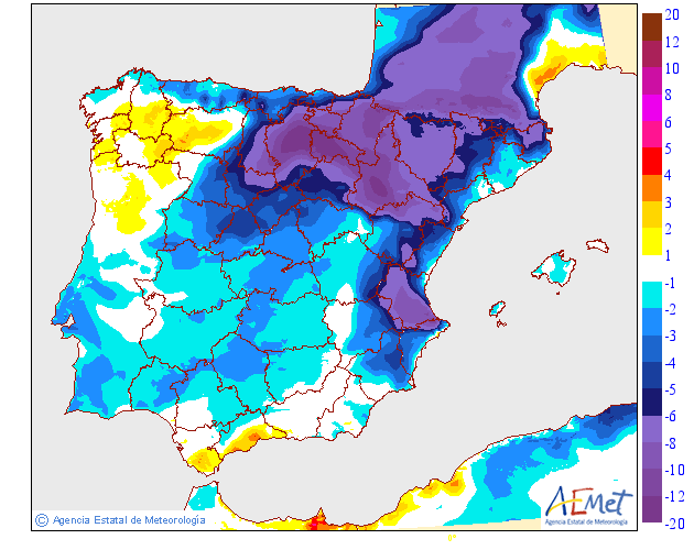 Variación de temperaturas máximas AEMET. 19 Meteosojuela