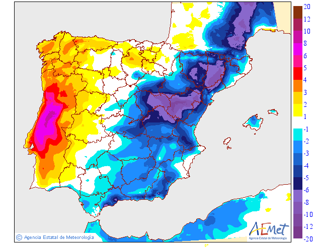 Variación de temperaturas máximas AEMET. 20 Meteosojuela