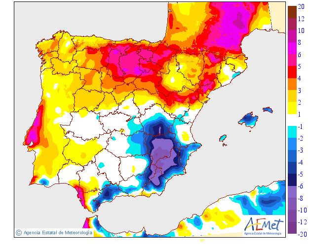 Variación de temperaturas máximas AEMET. 21 Meteosojuela