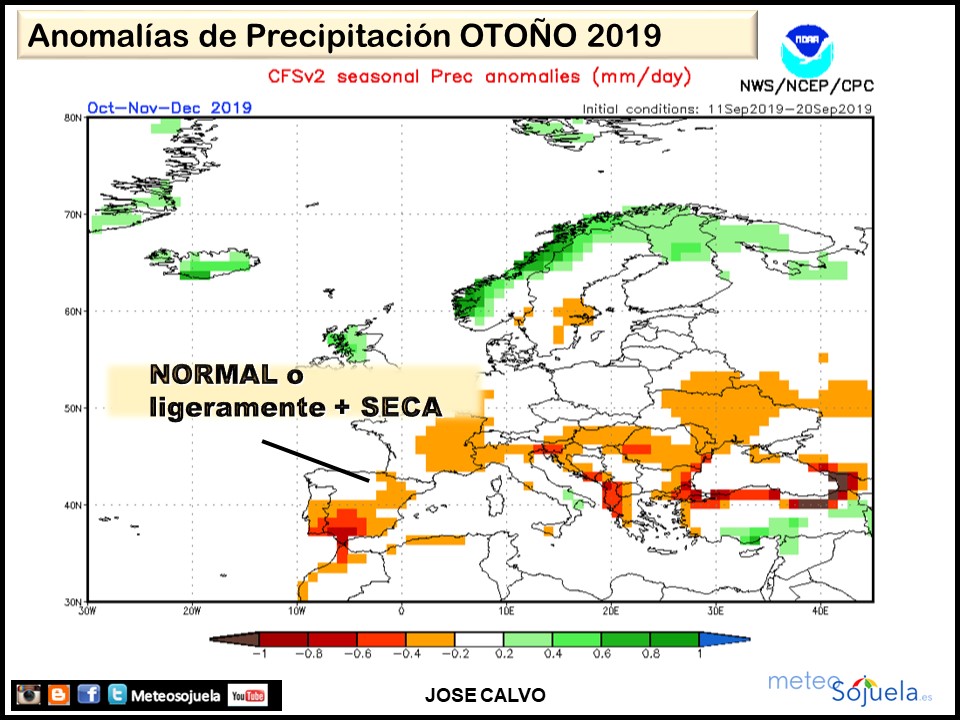 Anomalías Precipitación Otoño 2019. Meteosojuela