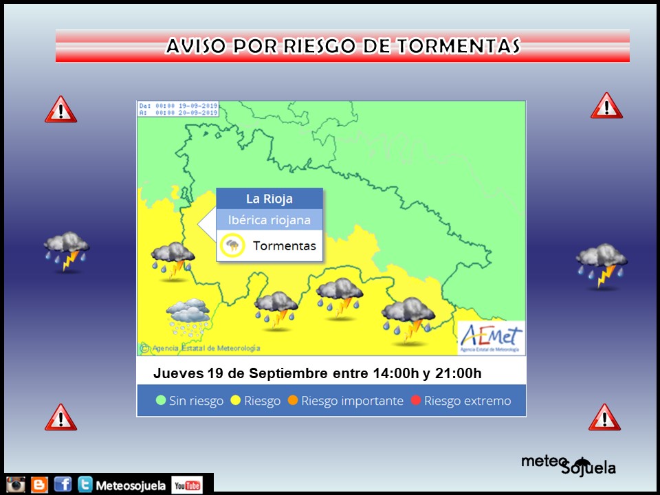 Avisos por Tormentas Ibérica AEMET.Meteosojuela