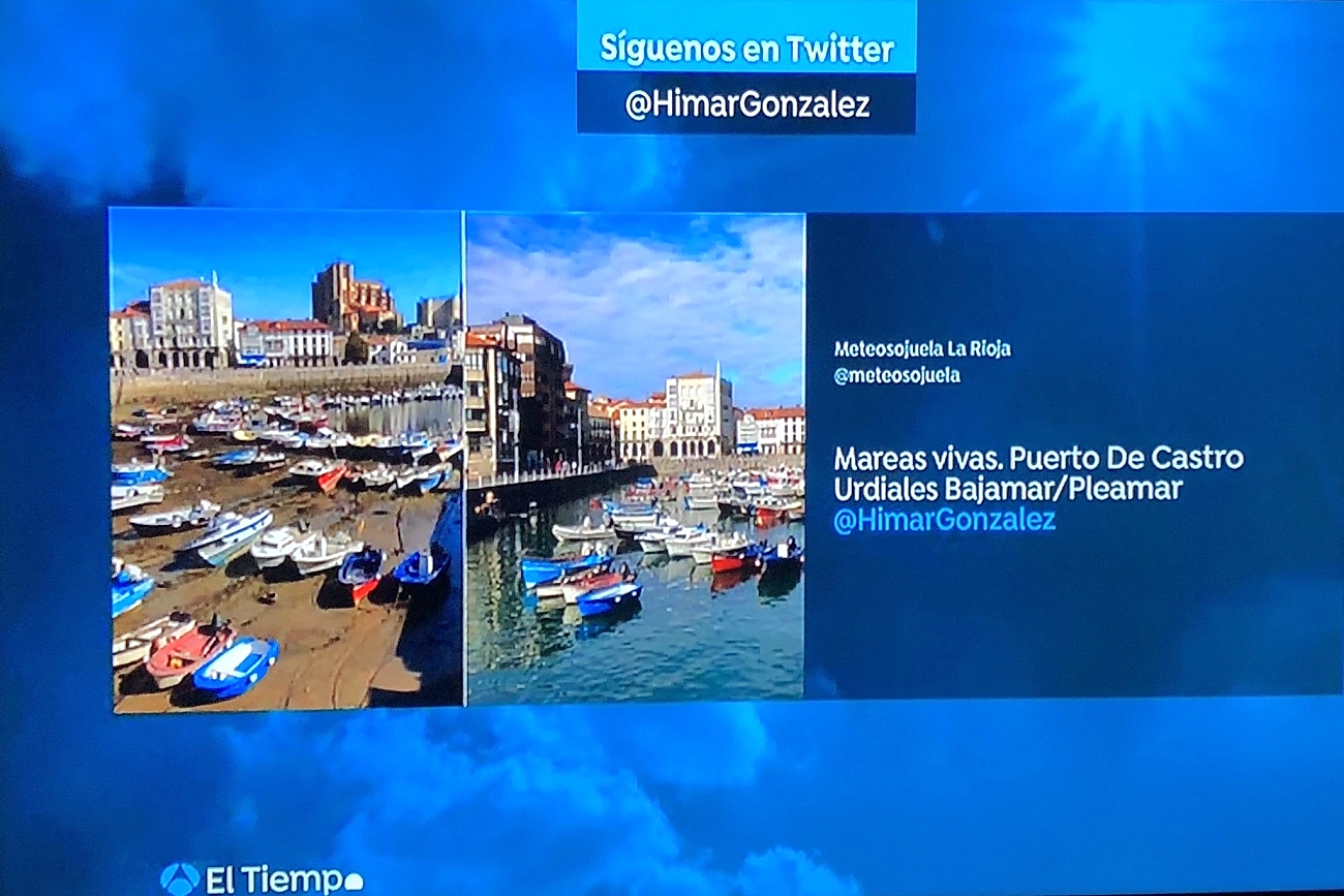 Mareas vivas. El Tiempo Antena 3. 2909 Meteosojuela