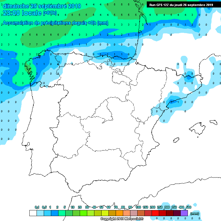 Precipitación acumulada GFS. Meteosojuela