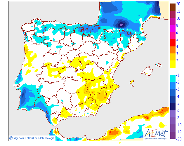 Variación de temperaturas máximas AEMET. 19 Meteosojuela