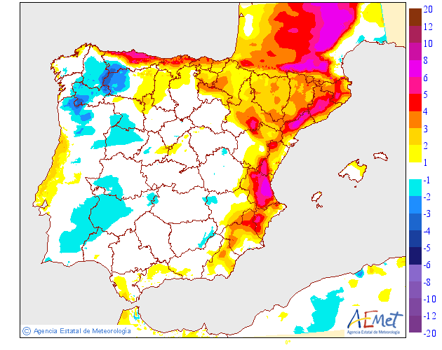 Variación de temperaturas máximas AEMET. 29 Meteosojuela