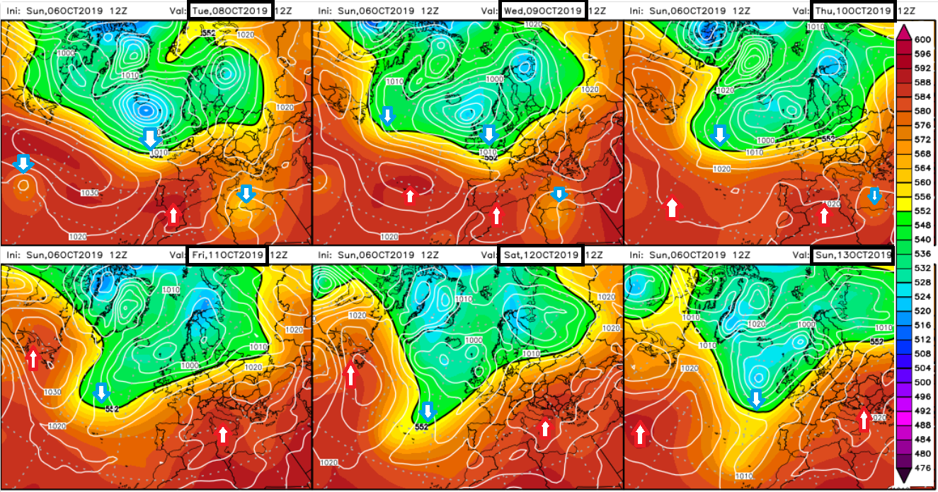Modelos de predicción altura geopotencial 500hPa. Meteosojuela La Rioja