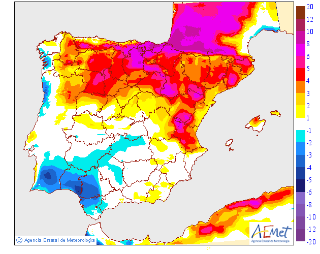 Variación de temperaturas máximas AEMET. 11 Meteosojuela