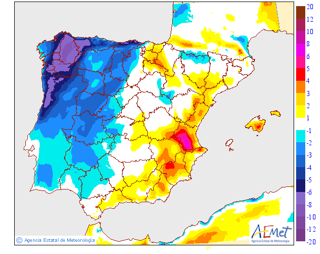 Variación de temperaturas máximas AEMET. 13 Meteosojuela