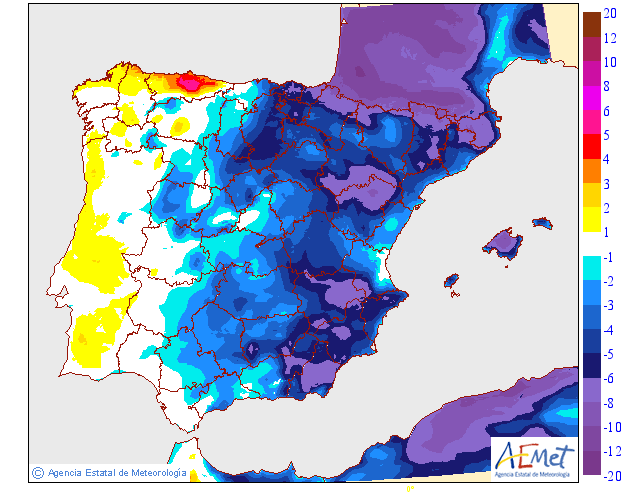 Variación de temperaturas máximas AEMET. 15 Meteosojuela