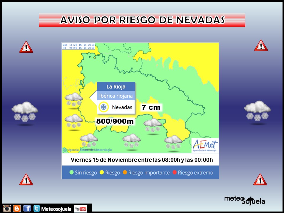 AVISO AMARILLO NIEVE. AEMET. Meteosojuela