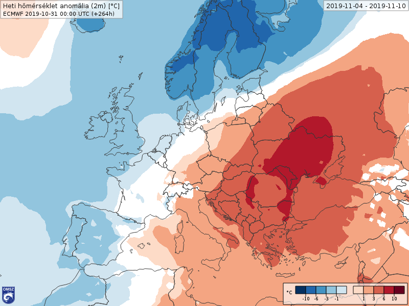 Anomalías Temperaturas Noviembre 1 semana ECMWF