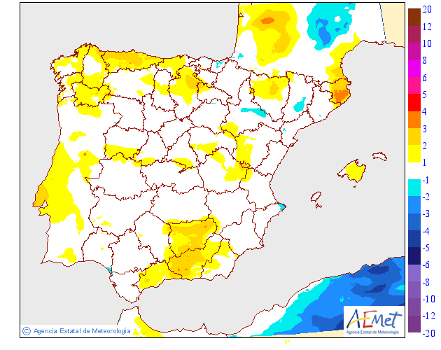Variación de temperaturas máximas AEMET. 16 Meteosojuela