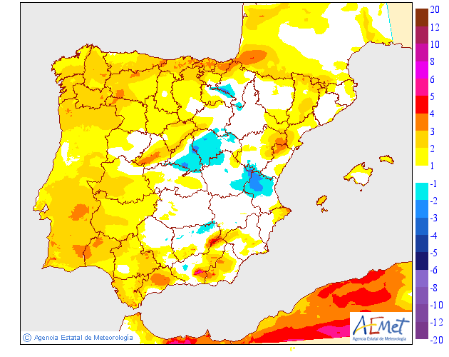 Variación de temperaturas máximas AEMET. 18Meteosojuela
