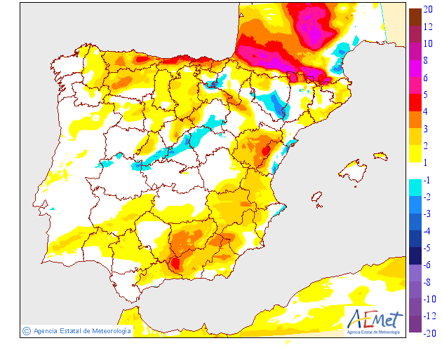Variación de temperaturas máximas AEMET. 26 Meteosojuela