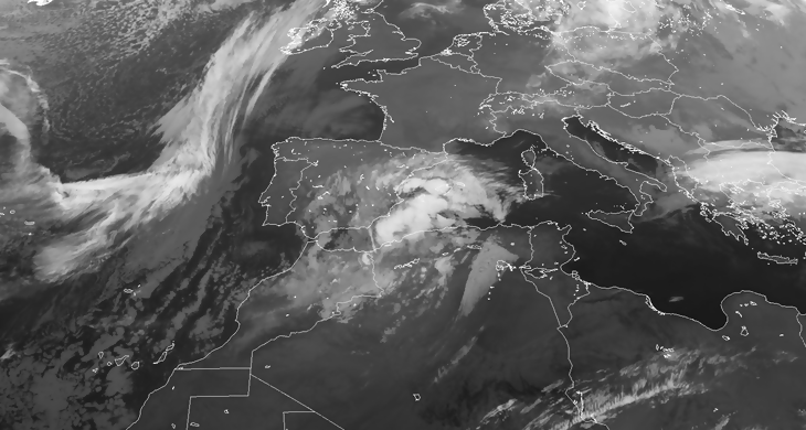 Animación imágenes de satélite. DANA en el Mediterraneo. Meteosojuela La Rioja