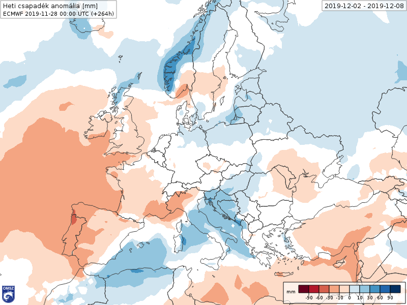Anomalías Precipitación Diciembre 1 semana ECMWF