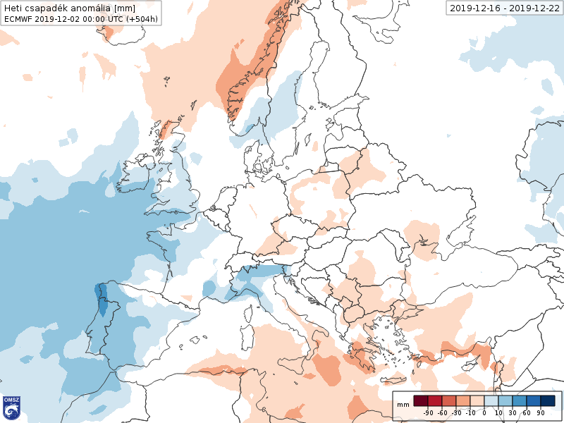 Anomalías Precipitación Diciembre 3 semana ECMWF