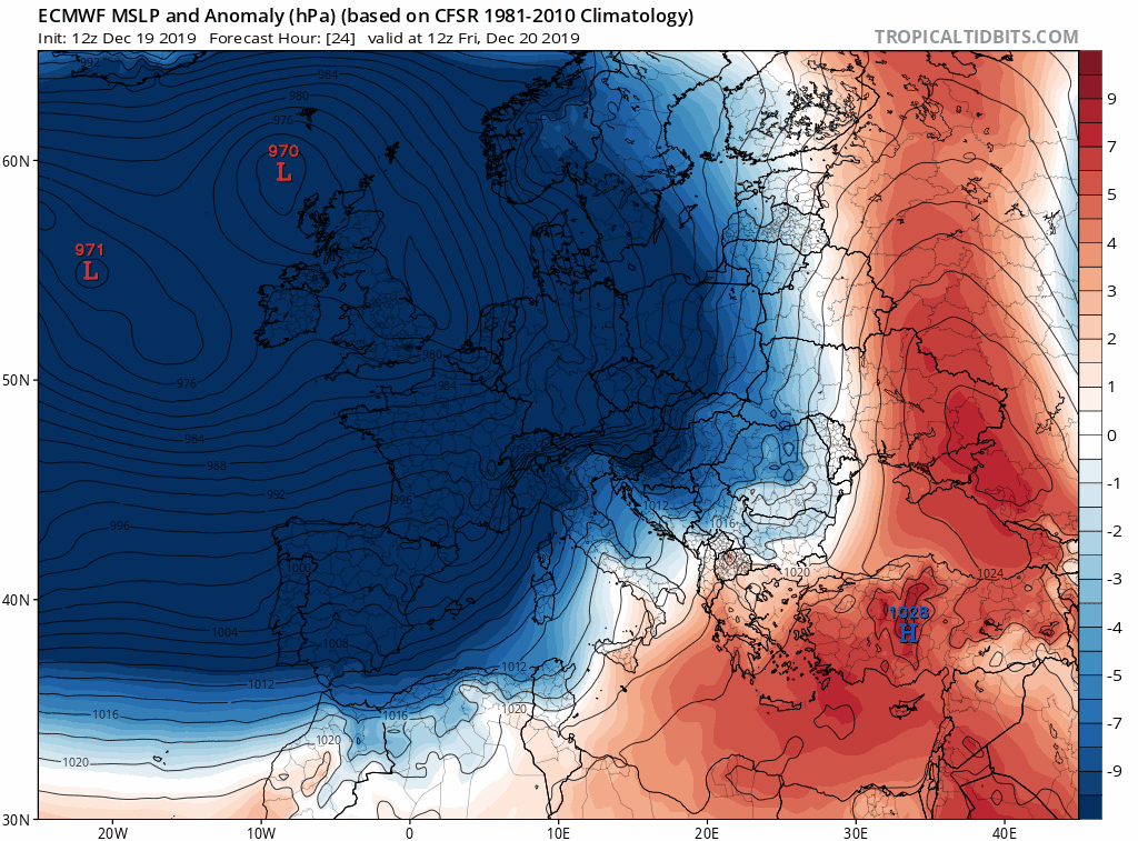 Modelos de centros de presión en Superficie ECMWF. Meteosojuela La Rioja