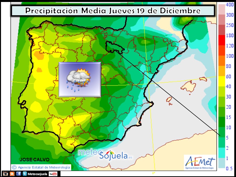 Precipitación Media según AEMET. Meteosojuela La Rioja