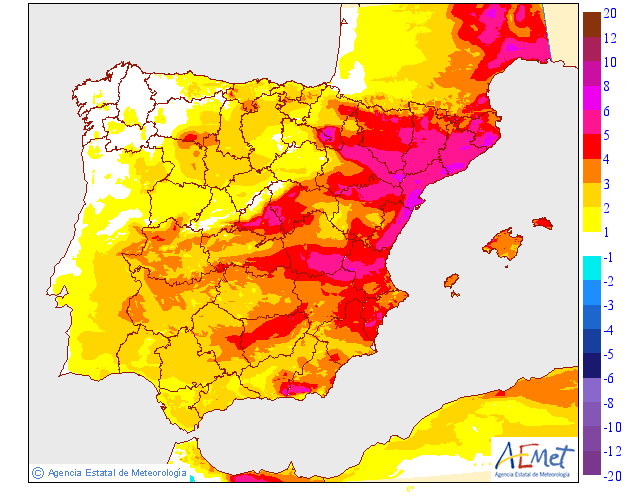 Variación de temperaturas máximas AEMET. 13 Meteosojuela