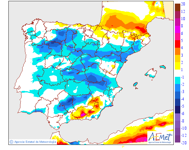 Variación de temperaturas máximas AEMET. 14 Meteosojuela