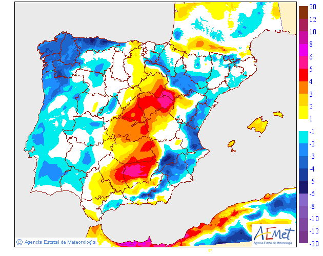 Variación de temperaturas máximas AEMET. 16 Meteosojuela