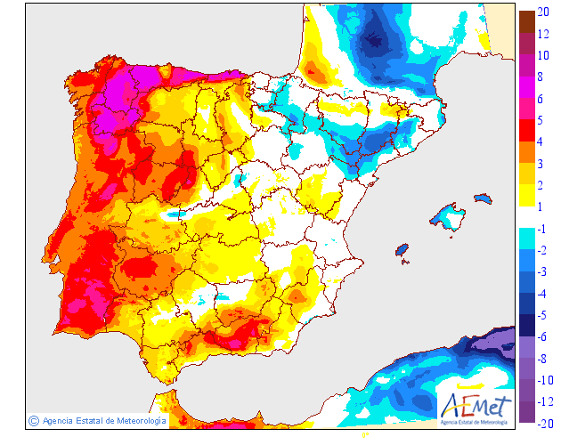 Variación de temperaturas máximas AEMET. 18 Meteosojuela