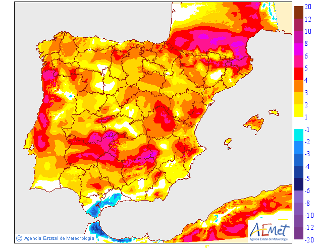 Variación de temperaturas máximas AEMET. 24 Meteosojuela
