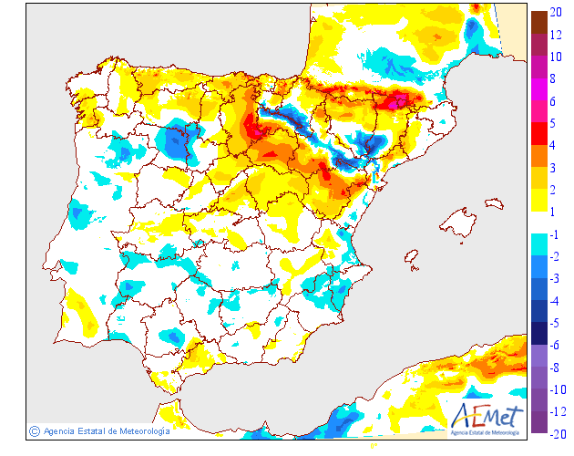 Variación de temperaturas máximas AEMET. 25 Meteosojuela