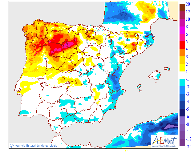 Variación de temperaturas máximas AEMET. 28 Meteosojuela
