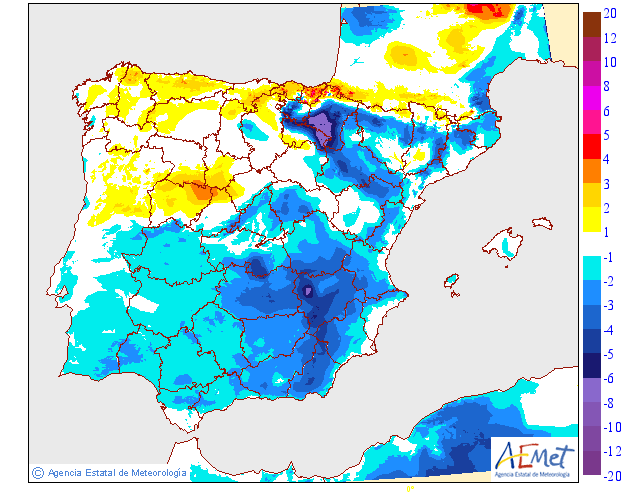Variación de temperaturas máximas AEMET. 29 Meteosojuela